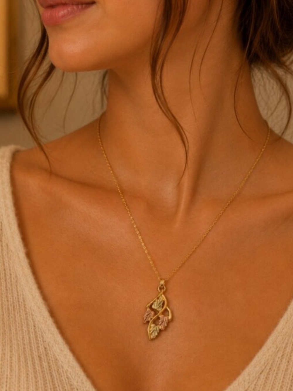 Landstroms Black Hills Gold Leaf Pendant 10k Solid Gold ( No Chain)